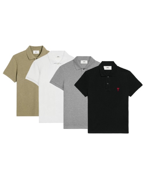 [AMI] 아미 스몰 로고 남녀공용 반팔 카라티_블랙 XS